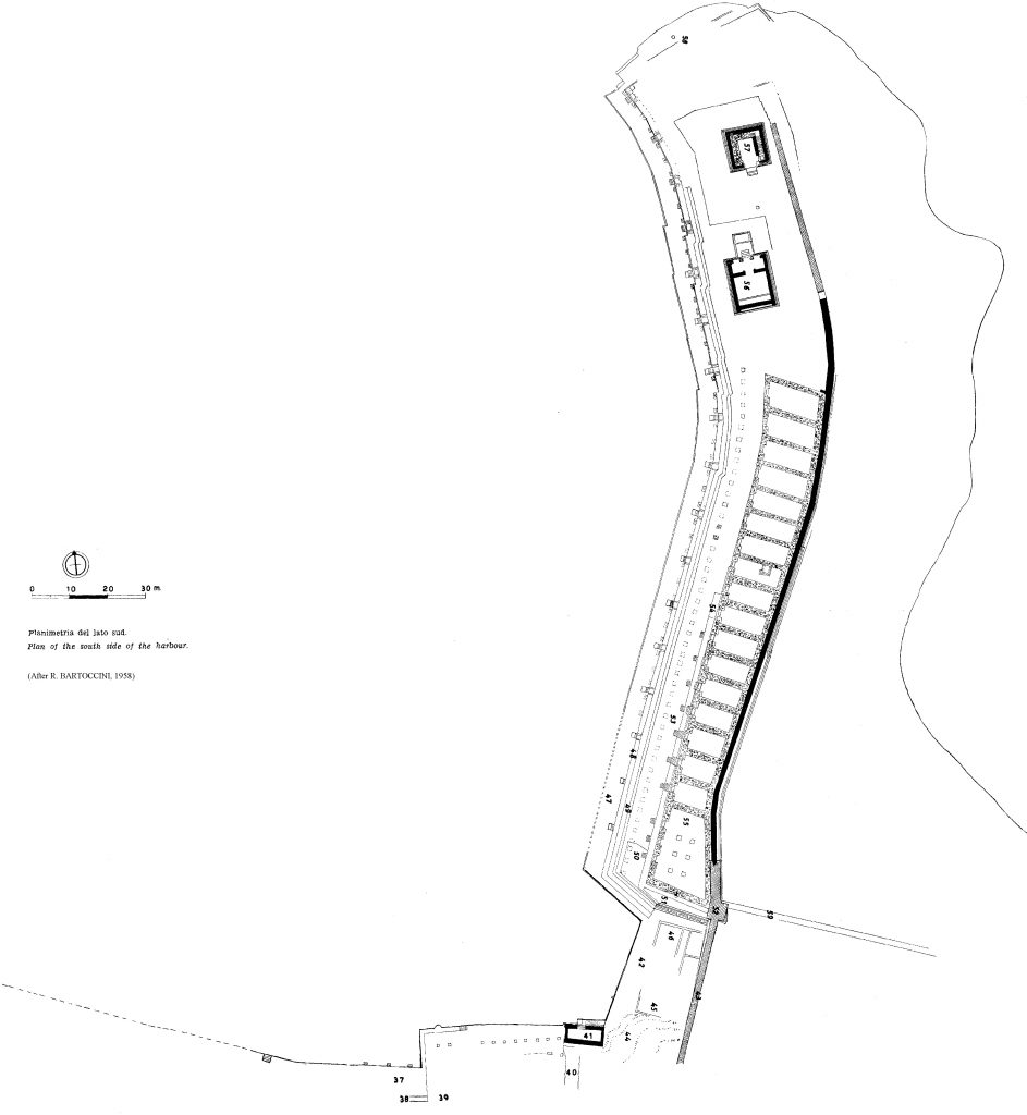 Bartoccini's map of the East quay of the port of Leptis Magna (1958)